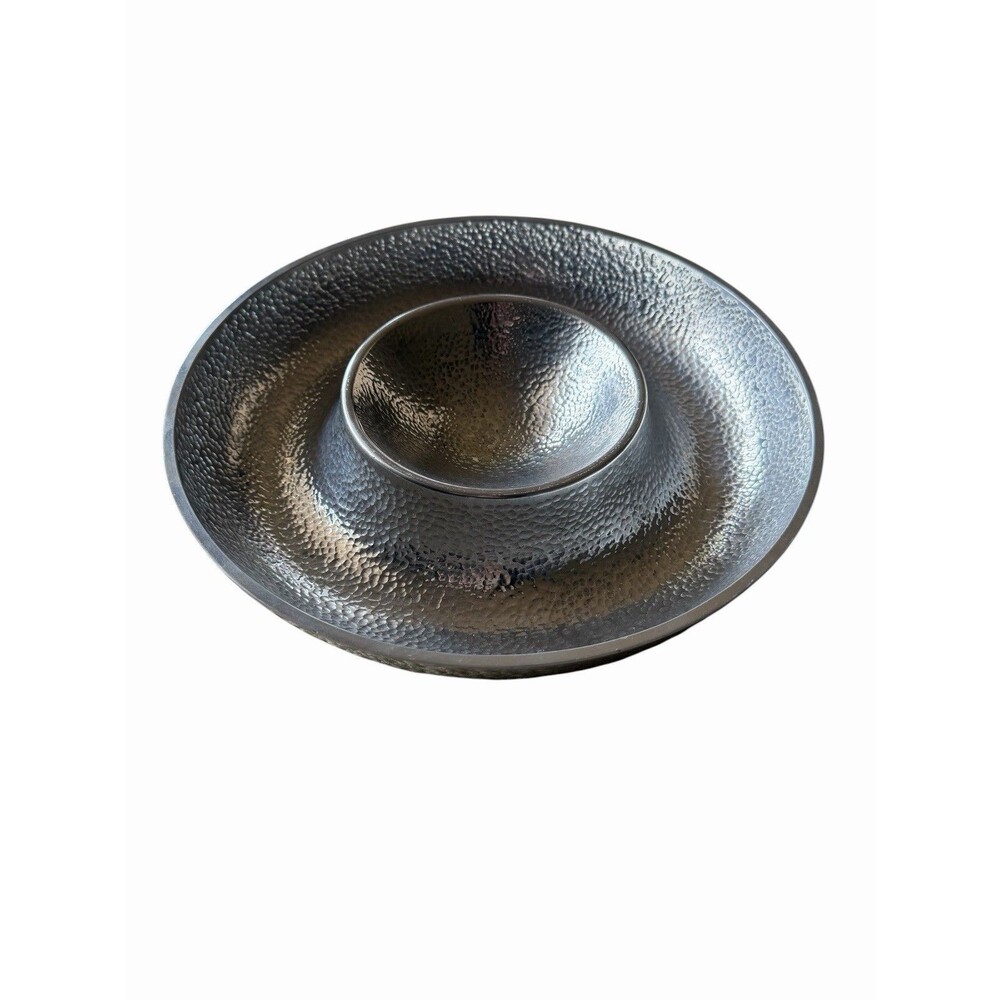 Godinger Silver Art Co. Hammered Metal Heavyweight Chip & Dip Bowl Serving Tray